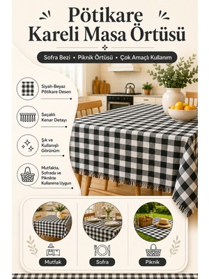    Pötikare Kareli Masa Örtüsü Sofra Bezi | Piknik Örtüsü & Piknik Masa Örtüsü | Çok Amaçlı Masa Örtüsü
