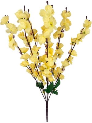 Nettenevime Yapay Çiçek Bahardalı Japon Kiraz Çiçeği 7 Dallı 57CM Açık Sarı