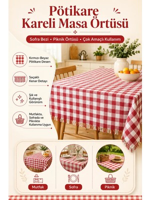    Pötikare Kareli Masa Örtüsü Sofra Bezi | Piknik Örtüsü & Piknik Masa Örtüsü | Çok Amaçlı Masa Örtüsü