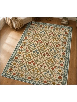 Vivense Renkli Buketler Dokulu Dokuma Taban Halı, 707 Yng 100X150 cm