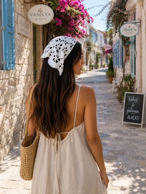 Yes Ticaret Retro Model El Örgüsü Bandana - Trend Saç Aksesuarı- Yazlık Saç Bandı