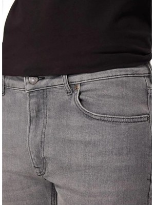 Malone Skinny Fit Dar Kesim Normal Bel Gri Esnek Jean Kot Pantolon