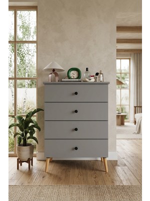Asra Trend Lüks 4 Çekmeceli Şifonyer Komodin %100 Mdf Çok Amaçlı Düzenleyici ŞF01