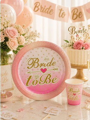 Bride Temalı Karton Tabak Bardak Set Bekarlığa Veda Partisi Tabak Bardak