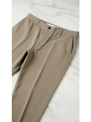 ModeXL Büyük Beden Erkek Gabardin Pantolon Bej Renk Yumuşak Dokulu 22850
