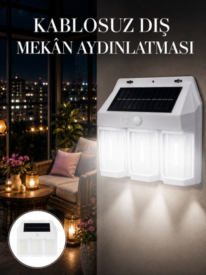 Majeur Dış Mekan Solar Duvar Lambası – 120° Hareket Algılama, 3 Işık Modu Yeni Nesil