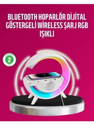 Brf Store Bascisell Kablosuz Şarjlı LED Masa Lambası Çalar Saat ve Beyaz Gürültü Özellikli