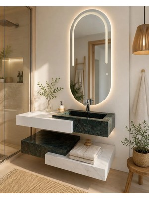 Akay Dizayn Porselen Banyo Lavabosu - Beyazyeşil L07