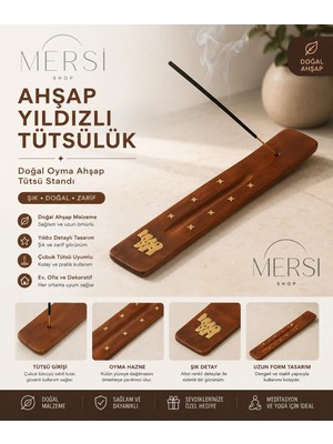 Ahşap Yıldızlı Tütsülük | Doğal Oyma Ahşap Tütsü Standı | Şık Tütsülik Dekor