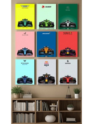 F1 Araçları ve Takım Logoları,mdf Tablolar,katalog Tasarım,9lu