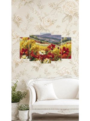 Kırlar ve Çiçekler,simetrik Mdf Tablo,5li
