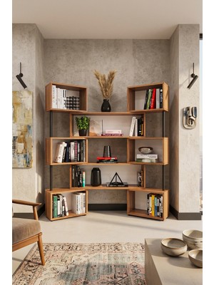 Asra Trend Lüks Dönebilen Ayarlanabilir Raflı Ev Ofis Kitaplık %100 MDF Dekoratif Kütüphane Kitaplık DK02