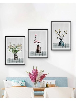 Wooden Factory 3'lü Ev, Oturma Odası, Salon, Ofis, Yatak Odası Çerçeve Görünümlü Duvar Mdf Tablo Seti