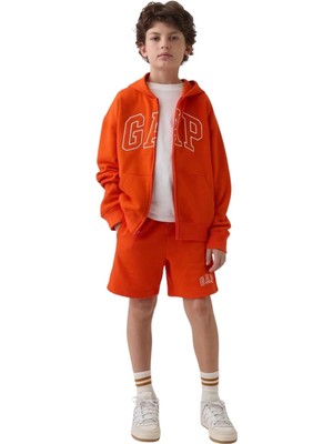Gap Erkek Çocuk Turuncu Relaxed Gap Logo Fransız Havlu Kumaş Pull-On Şort