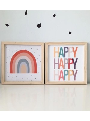 Wooden Factory Çocuk Odası Gökkuşağı Happy Ahşap Çerçeve