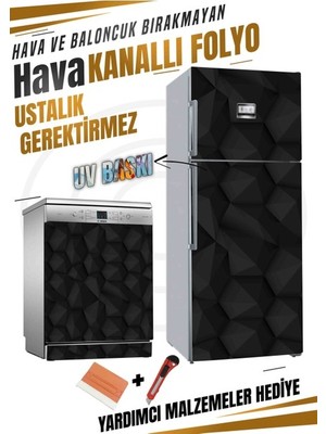 DRK PRINT Desenli Buzdolabı ve Bulaşık Makinası Kaplama Folyosu