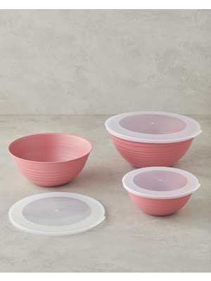 Deanna Plastik 3 Parça Saklama Kabı 1-2-3 Lt Pembe