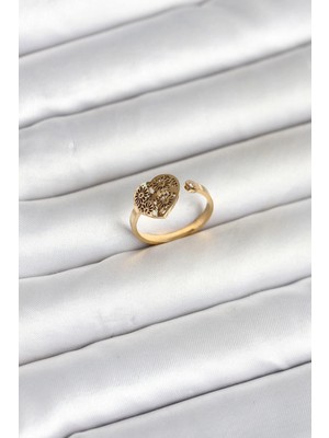 Marsilyan Mey Ithalat® 316L Çelik Gold Renk Kalp Model Kadın Yüzük