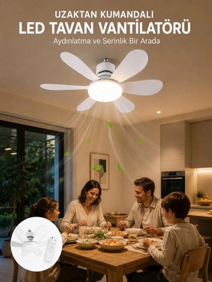 Tios Shop Krm Ayarlanabilir Parlaklık Özellikli LED Tavan Vantilatörü Süper Sessiz Motor Teknolojisi ve G