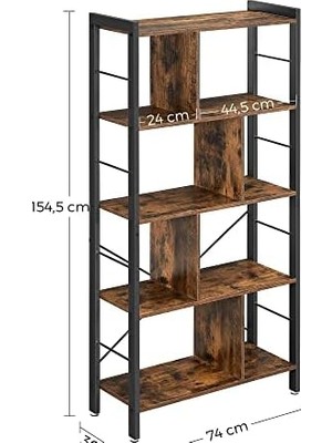 Vasagle Kitaplık, 4 Seviyeli Ofis Raf, Metal Çerçeve, Kahverengi - Siyah LBC12BX