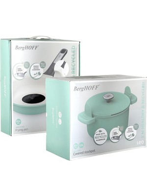Leo Phantom Kapaklı Yapışmaz Derin Tencere 24 cm ve Kızartma Tavası 24 cm Forest Green
