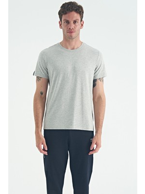 Air Jones Calvin Gri Melanj Basic Erkek T-Shirt - 88245