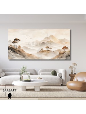 Gaagart Panoramik Kanvas Tablo Soft Dağlar ve Orman Manzara