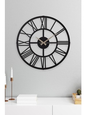 Duvar Saati Romen Rakamlı Siyah Metal Duvar Saati 40 * 40 cm Oturma Odası Saati Ev Saati