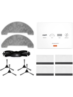 Ultenis D5S Pro Aksesuar Kiti, 11 Parça (4 Yan Fırça + 4 Hepa Filtre + 2 Mikrofiber Paspas Bezi + 1 Rulo Fırça)