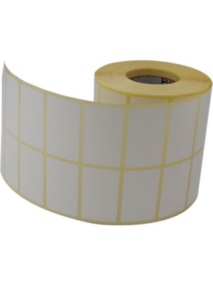 Kuşe Etiket 50MM x 30MM Ruloda 3000 Adet Yan Yana 2 Li 40MM Kuka Çapında Barkod Yazıcı Etiketi