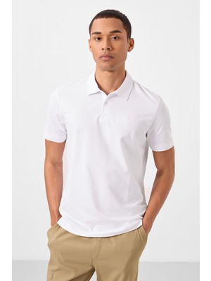 Tommy Life Beyaz Standart Kalıp Basic Polo Yaka Erkek T-Shirt - 87748