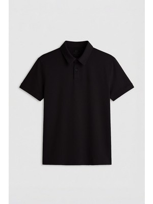 Tommy Life Siyah Standart Kalıp Basic Polo Yaka Erkek T-Shirt - 87768