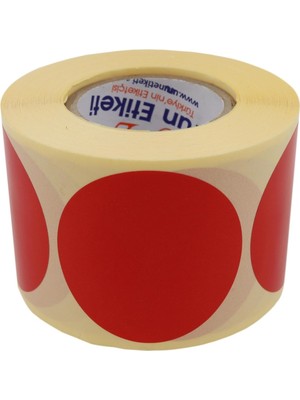 Kırmızı Renk Zemin Baskılı Kuşe Etiket 40MM Çapında 500 Adet 40MM Kuka Çapı (Kırmızı)