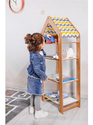 Bebek/çocuk Odası Ahşap Çok Amaçlı Raf, Oyuncak Toplama Depolama, Kitaplık - 4 Raflı