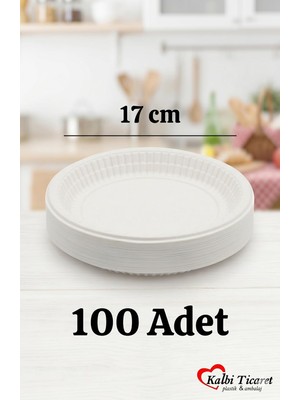 Plastik Tabak 100'LÜ 17 cm Beyaz Kullan At Tabak