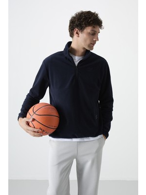 Tommy Life Lacivert Yarım Fermuarlı Sweatshirt Slim Fit Dik Yaka Erkek Polar - 87891