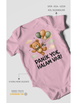 Morivo Kids Panik Yok, Halam Var! Kısa Kollu Bebek Body %100 Pamuk