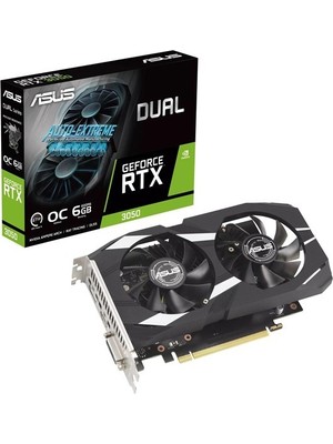 ASUS DUAL-RTX3050-O6G-NVIDIA-GEFORCE-RTX 3050-6G-6GB GDDR6-96bit-1537MHz-OC-DVI-HDMI-DP-EKRAN KARTI