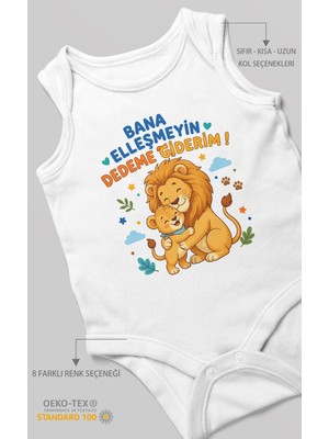 Morivo Kids Bana Elleşmeyin Dedemle Giderim Sıfır Kol Bebek Zıbını %100 Pamuk