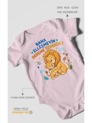 Morivo Kids Bana Elleşmeyin Dedemle Giderim Kısa Kollu Bebek Body %100 Pamuk
