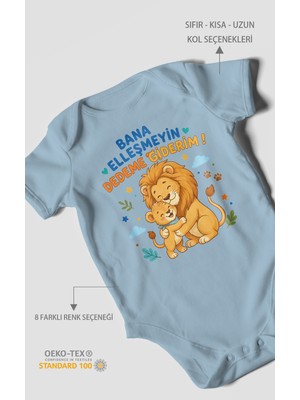 Morivo Kids Bana Elleşmeyin Dedemle Giderim Kısa Kollu Bebek Body %100 Pamuk