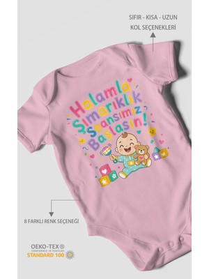 Morivo Kids Halamla Şımarıklık Seansımız Başlasın Kısa Kollu Bebek Body %100 Pamuk