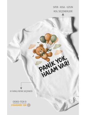 Morivo Kids Panik Yok, Halam Var! Kısa Kollu Bebek Body %100 Pamuk