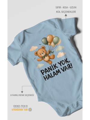 Morivo Kids Panik Yok, Halam Var! Kısa Kollu Bebek Body %100 Pamuk