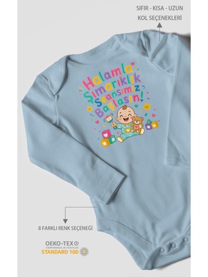 Morivo Kids Halamla Şımarıklık Seansımız Başlasın Uzun Kollu Bebek Body %100 Pamuk