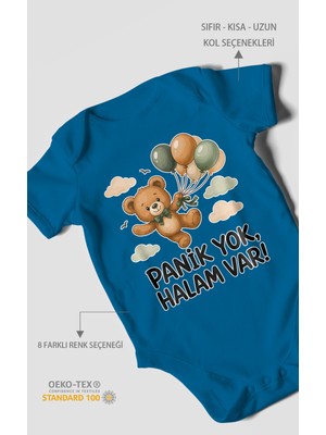Morivo Kids Panik Yok, Halam Var! Kısa Kollu Bebek Body %100 Pamuk