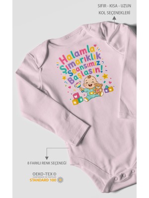 Morivo Kids Halamla Şımarıklık Seansımız Başlasın Uzun Kollu Bebek Body %100 Pamuk