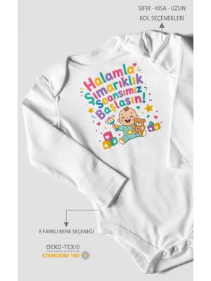Morivo Kids Halamla Şımarıklık Seansımız Başlasın Uzun Kollu Bebek Body %100 Pamuk