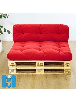Iç Mekan Yıkanabilir Balkon Teras Yer Minderi Takımı Ebat 80X60 cm (Kırmızı)