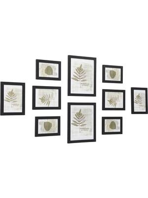 Resim Çerçevesi Seti 10'lu, 20 x 25 cm Boyutunda 2 Fotoğraf, 13 x 18 cm Boyutunda 4 Fotoğraf, 10 x 15 cm Boyutunda 4 Fotoğraf, Siyah